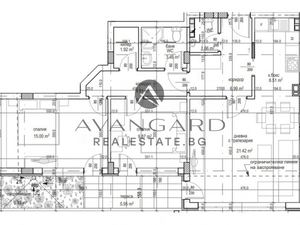 Spacious two -bedroom / new building / Komatevo