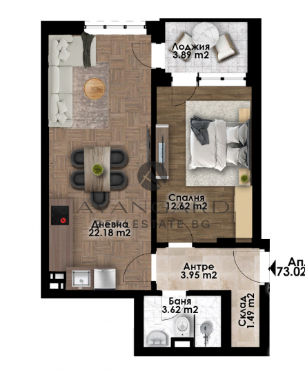 ДВУСТАЕН АПАРТАМЕНТ/ НОВА СГРАДА