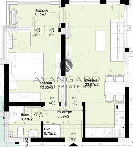 Two-room apartment with act 14