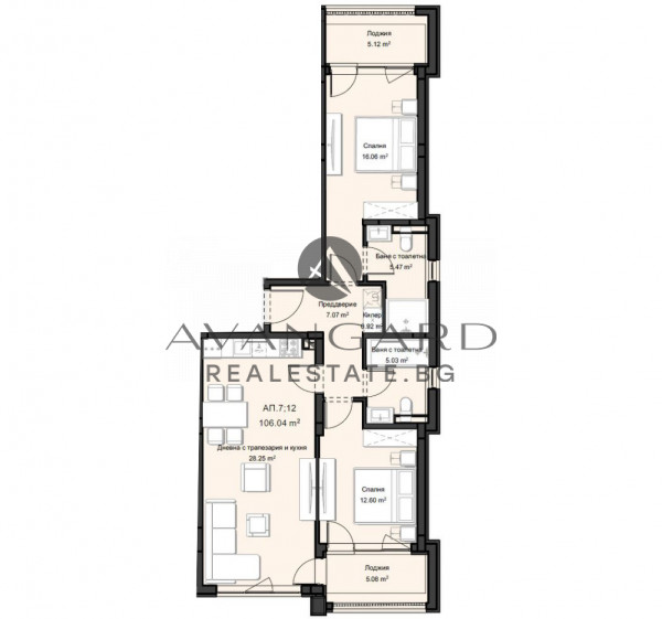 Тристаен апартамент в малка сграда