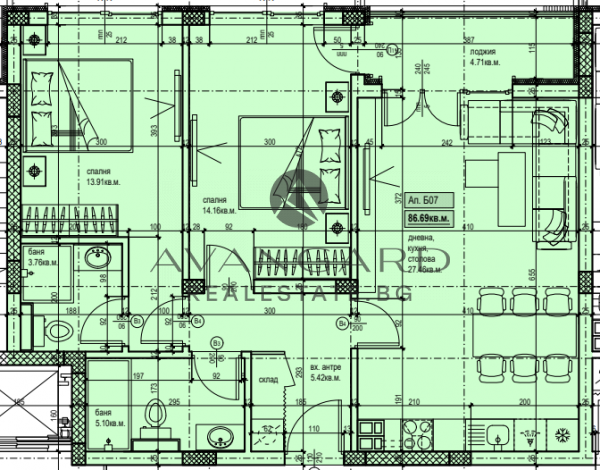 ТРИСТАЕН АПАРТАМЕНТ В ЛУКСОЗЕН БУТИКОВ КОМПЛЕКС