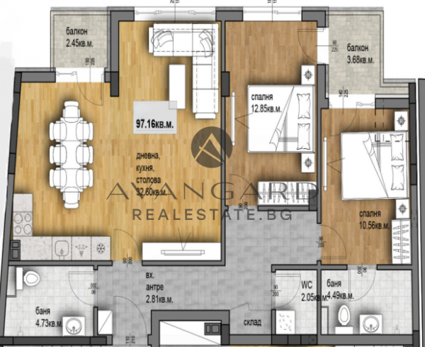 ТРИСТАЕН АПАРТАМЕНТ С АКТ16! КЮЧУК ПАРИЖ!