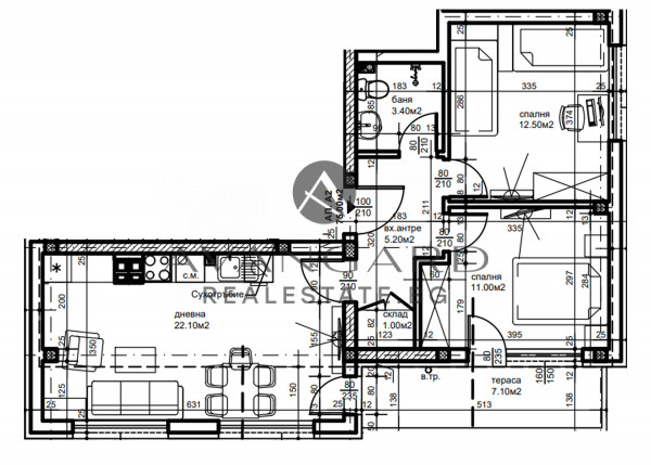 Тристаен апартамент