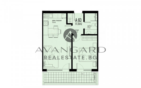 Двустаен апартамент в луксозна сграда