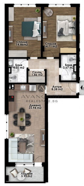 ТРИСТАЕН АПАРТАМЕНТ/ НОВА СГРАДА