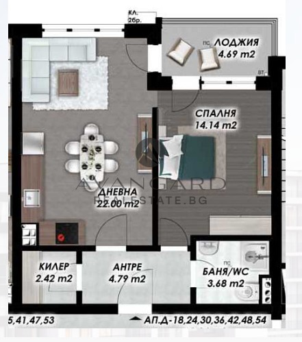 Двустаен апартамент / Гагарин