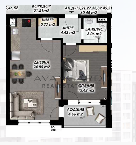 Двустаен апартамент / Гагарин