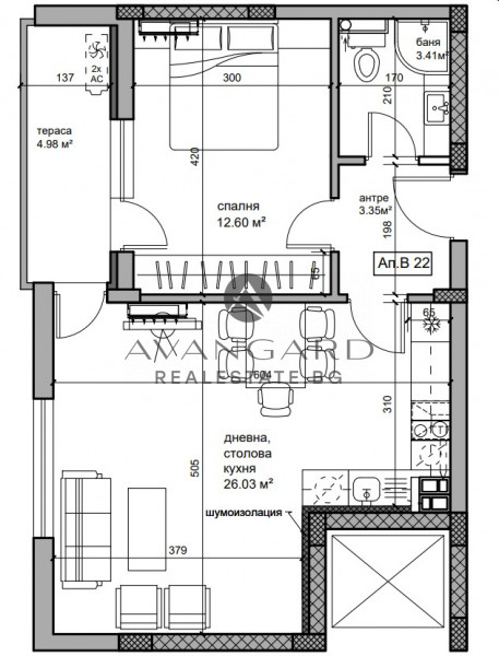 Spacious one -bedroom / new modern building