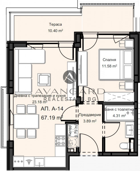 Двустаен апартамент в малка сграда