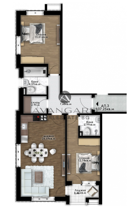 АКТ 14! ТРИСТАЕН АПАРТАМЕНТ КОМАТЕВО