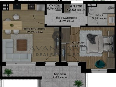 Двустаен апартамент с акт 14