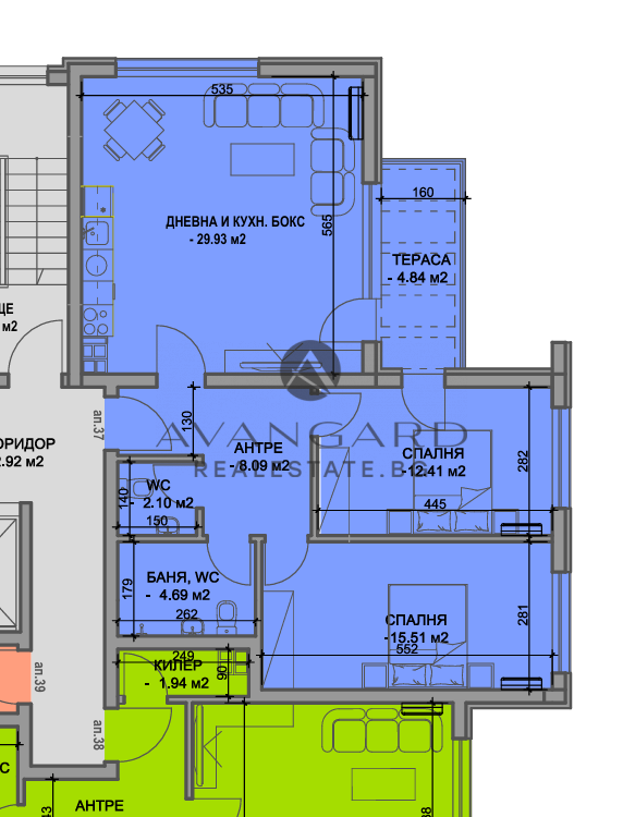 Two -bedroom apartment / south