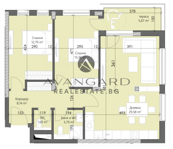 Three-room apartment / Karshiyaka