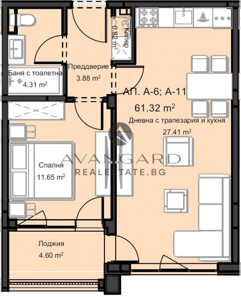 Просторен двустаен апартамент в малка сграда