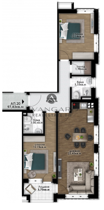 ТРИСТАЕН АПАРТАМЕНТ / КОМАТЕВО