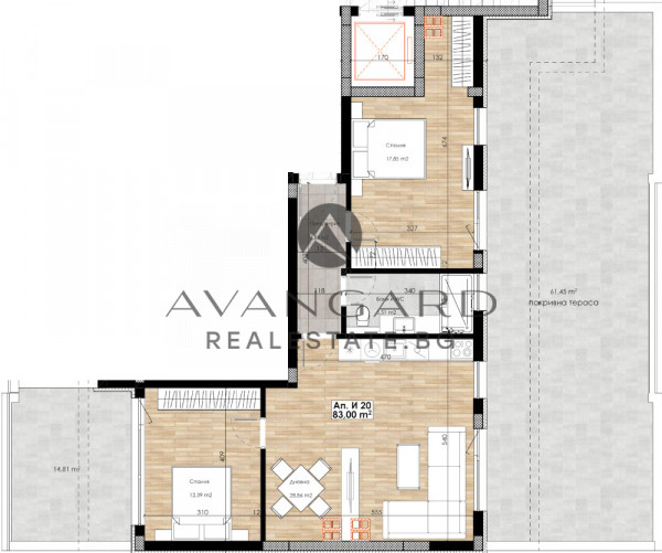 Three-room apartment in a new building with deed 16