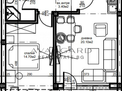 Two-room apartment with parking space and act 14