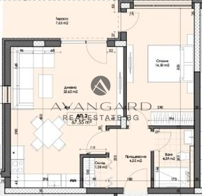 ДВУСТАЕН АПАРТАМЕНТ С ДВОР В НОВОСТРОЯЩА СЕ СГРАДА! МАРКОВО!