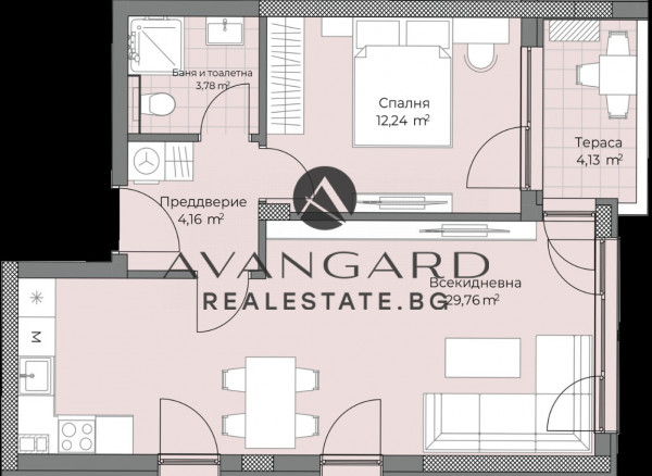 Spacious one -bedroom in front of Act16 / Hall 34sq.m. / Ostromila