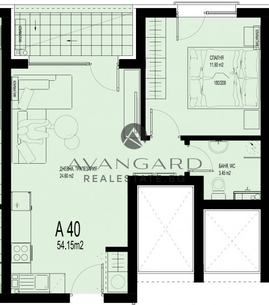 One-bedroom apartment in a luxury building