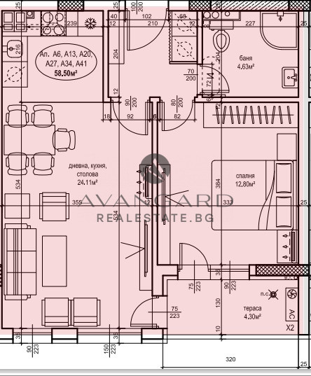 Two-room apartment with south exposure and deed 16