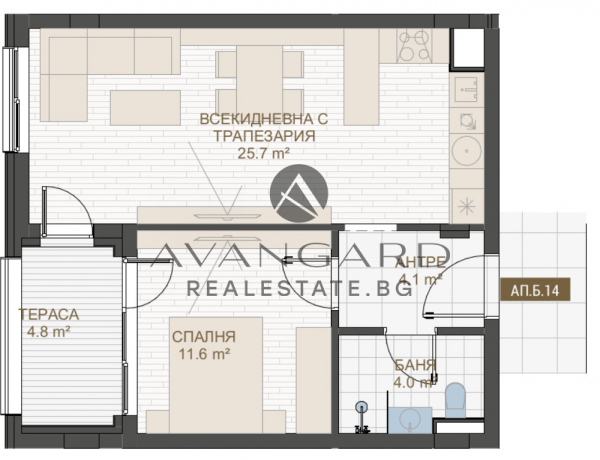 Spacious one -bedroom apartment in a new luxury building/ central station