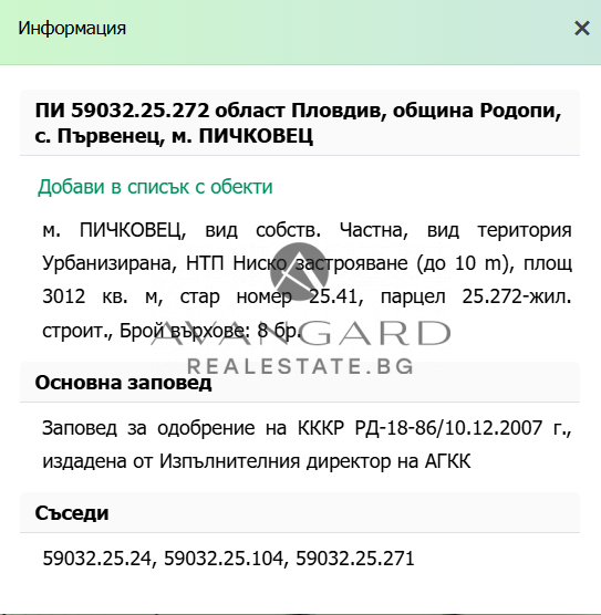 УПИ 3012 кв.м. / м. Пичковец