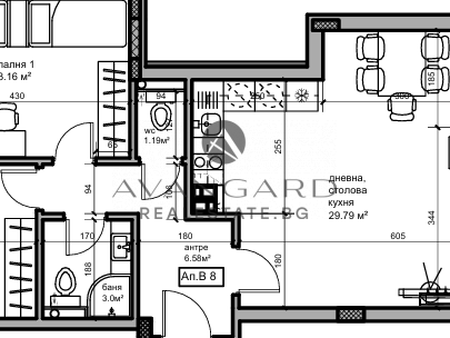 Spacious two -bedroom / new modern building