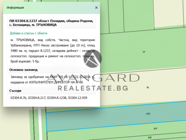 Plot for industrial construction / Belashtitsa