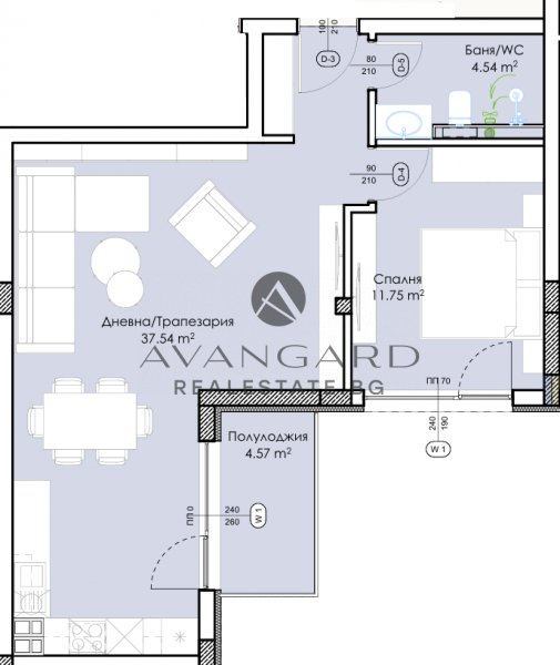 One -bedroom apartment/ youth hill